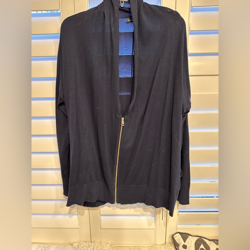 drapey cocoon zip front sweater
